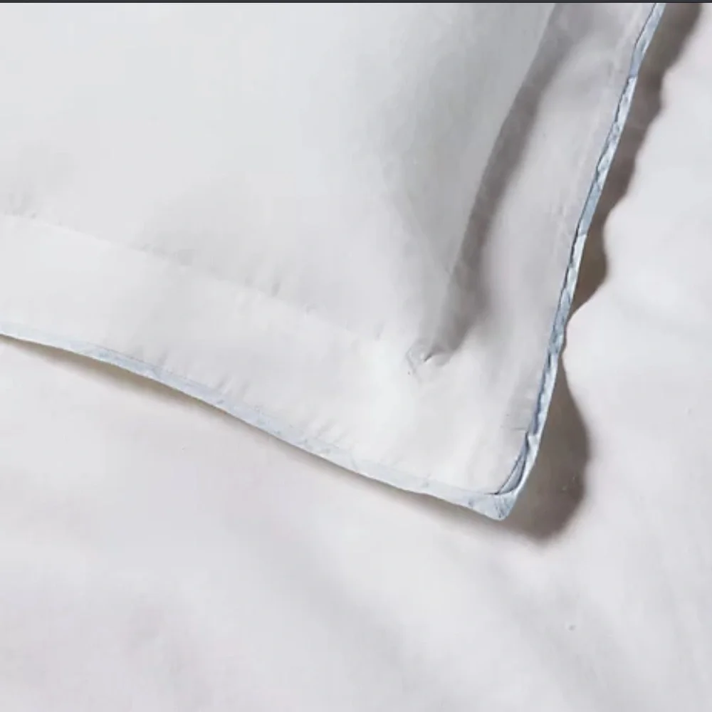Brand New‎ Ralph Lauren RL Linen Contrast King Duvet Cover 100% Linen White/ Sky